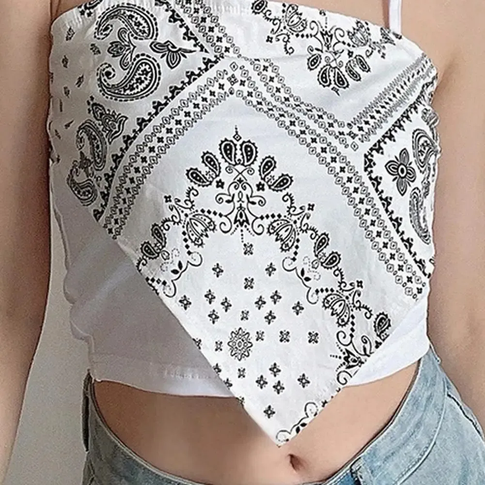Gilet d'été à col carré sans manches, Camisole imprimée rétro, coupe cintrée, débardeur pour femmes — image 2