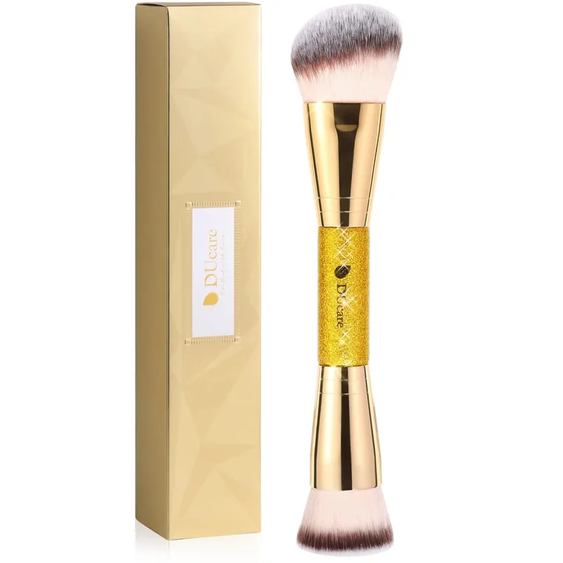 DUcare 2Pcs Makeup Brushes Duo End Face Brush For Foundation Powder Buffer and Contour Eyeshadow Synthetic Cosmetic Makeup Tools