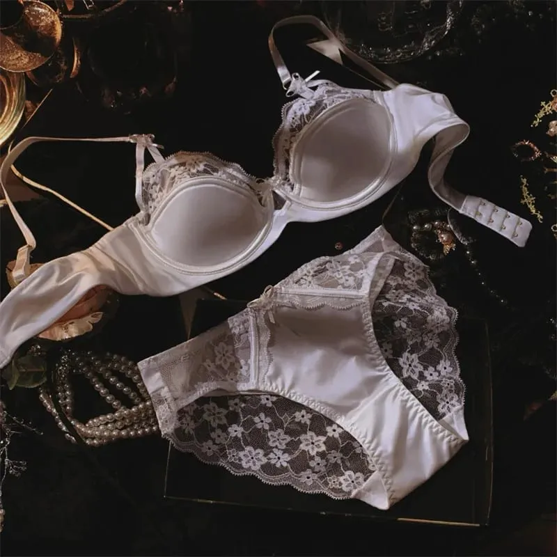 Ensemble de soutien-gorge Sexy en dentelle florale, Section fine, respirant, petits seins rassemblés, seins latéraux brillants, couleur unie, ensemble de sous-vêtements — image 7