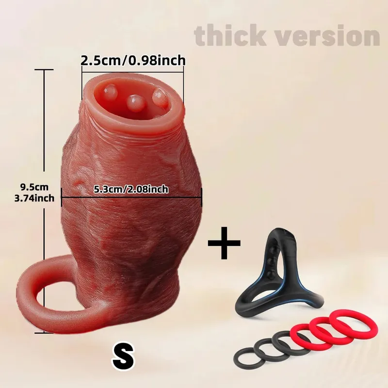 Man Dick powiększenie nasienia pierścień zabezpieczający dla mężczyzn opóźniony wytrysk miękki silikonowy nakładka na penisa Hollow Cock Ring dla dorosłych 18 + Sex zabawki — image 16