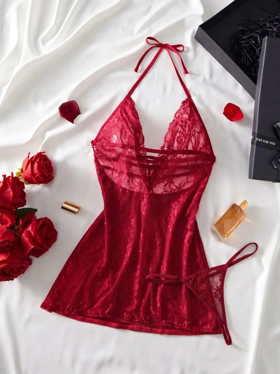 Women's Transparent Lace Sexy Underwire Bra Set Bikini Skirt Thin Three Point Lingerie Tempting Lace Up 2026 Hot Selling Item