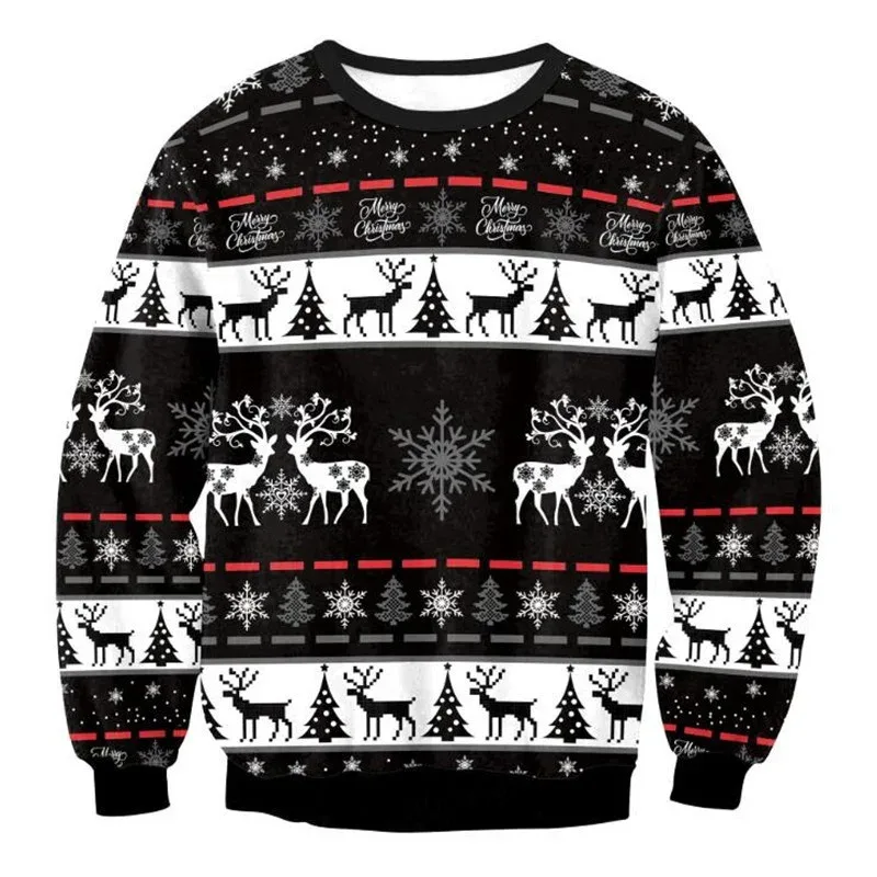 Festival Christmas Pattern Sweatshirts For Men Humping Reindeer 3D Printed Pullover Holiday Party O-Neck Hoodies Long Sleeves — image 28