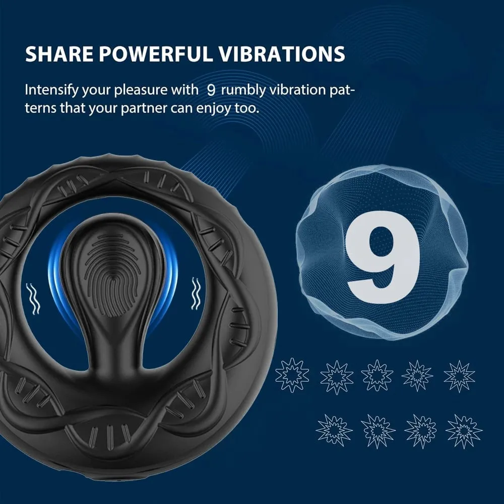 APP Kontrol penisring til mænd Forsinket ejakulation 9 vibrationstilstande Lås Penisring Cockring sexlegetøj til par Voksenvarer — image 2