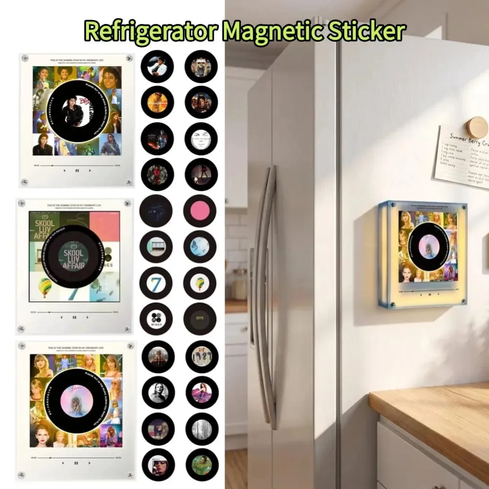 Lecteur de musique NFC, autocollant magnétique pour réfrigérateur, Machine à disque rotatif en acrylique, lecteurs de chansons automatiques pour réfrigérateur, veilleuse — image 2