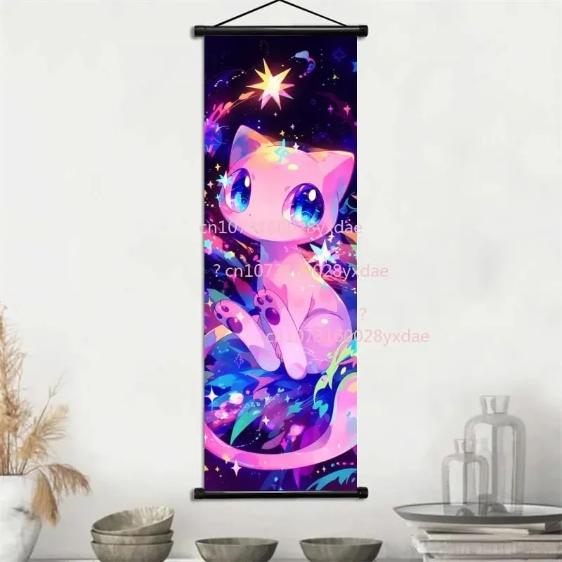 Anime-gedrucktes Pokemon-Poster, Cartoon-Wandkunstwerk, Gengar, Eichhörnchen, Bulbasaur, Pikachu, Hängerolle, Familienzimmer-Dekoration — image 2