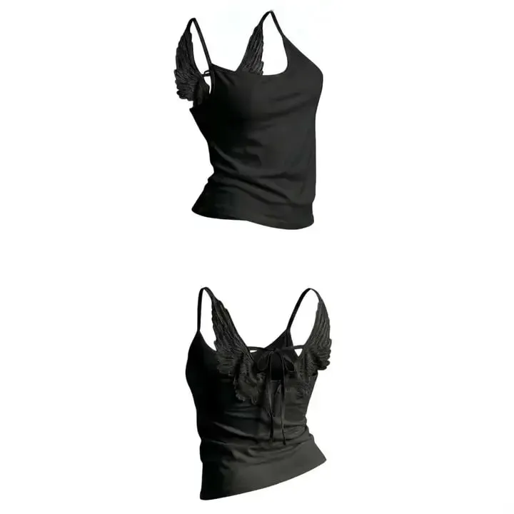 สีขาวมุมปีกปัก Camis Y2K เซ็กซี่ Backless Bow-Tie STRAPS Slim เสื้อกั๊กผู้หญิงฤดูร้อน Tank Top — image 8