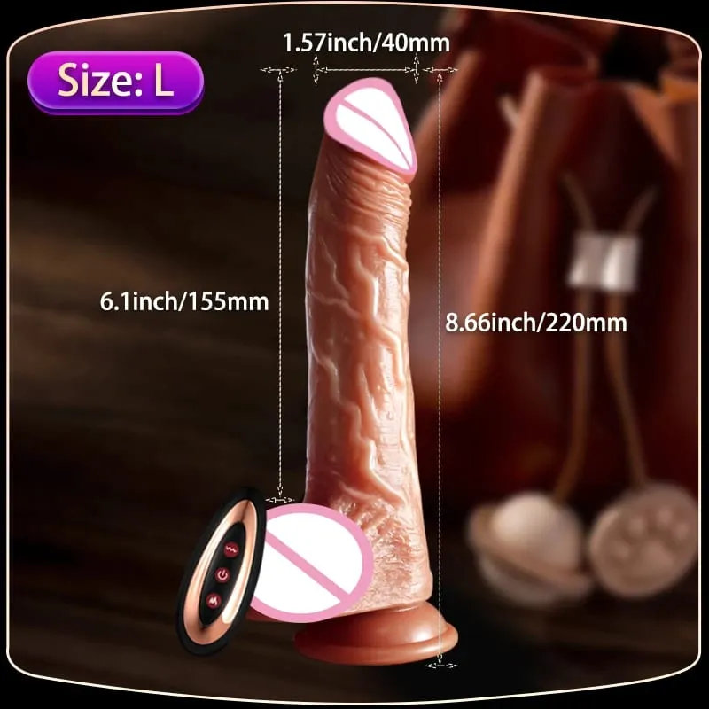 Dildo Vibrator Realistik Teleskopik Penembusan Faraj Wanita Melancap Palam Dubur Zakar Dipanaskan Bergetar Mainan Seks untuk Wanita — image 10
