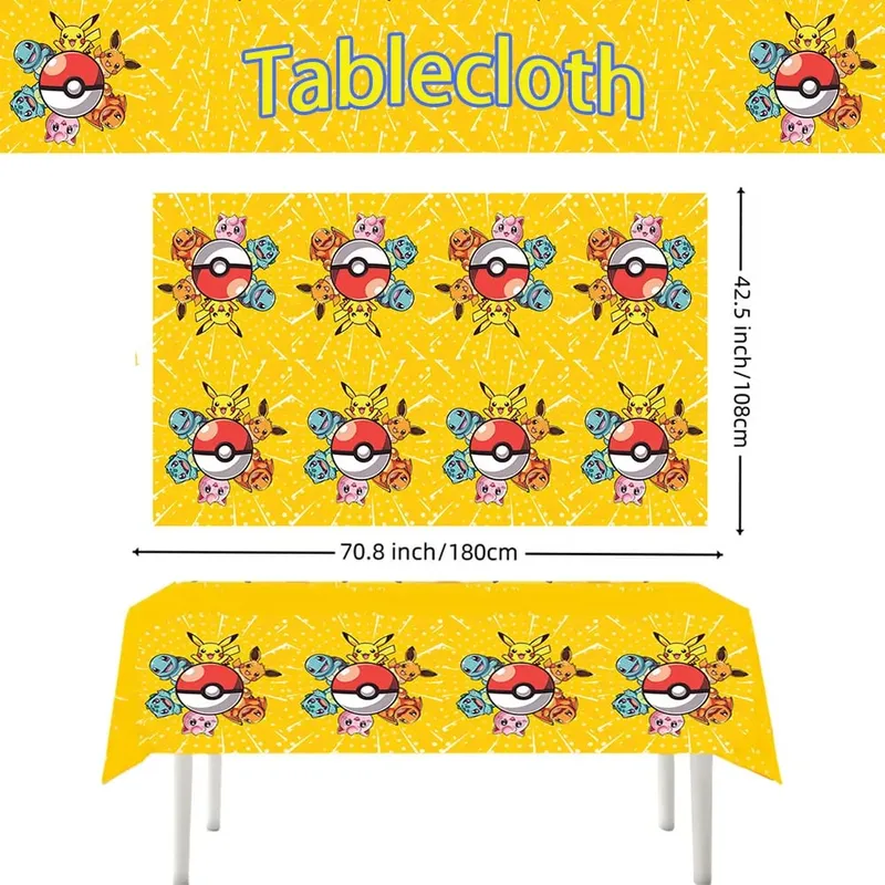 1/10 stk Pokemon dug Fødselsdagsdekoration Engangsdug Pikachu borddækning Børn Fødselsdagsgaver Baby Shower Supplies — image 4