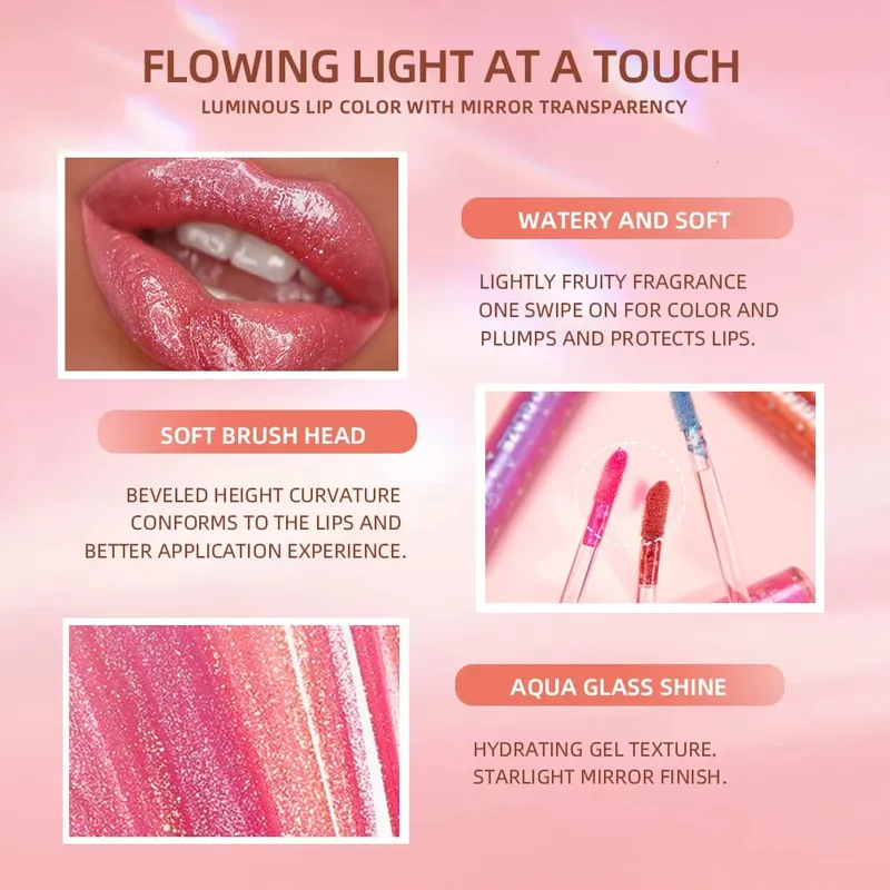 9 Farben Lipgloss-Sets, langlebiger Glitzer-Flüssig-Lippenstift, feuchtigkeitsspendend, leuchtender Lipgloss, Make-up, glänzende Lippenglasur-Sets — image 6