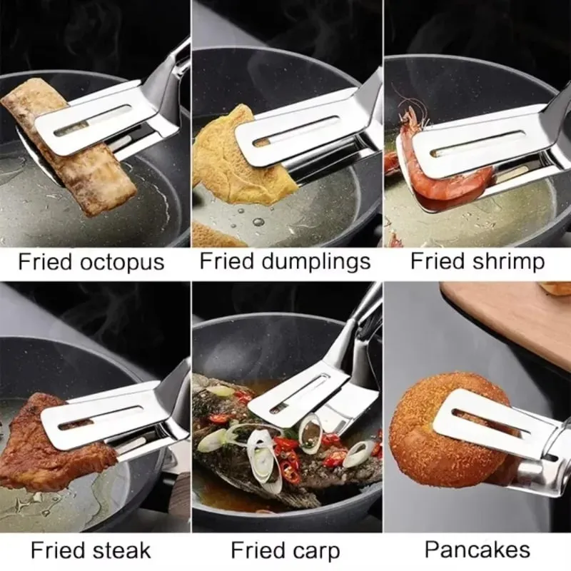 1ks nerezové steakové spony Multifunkční špachtle Oboustranné kleště na rybí maso Pizza Kuchyňské nástroje na pečení — image 4