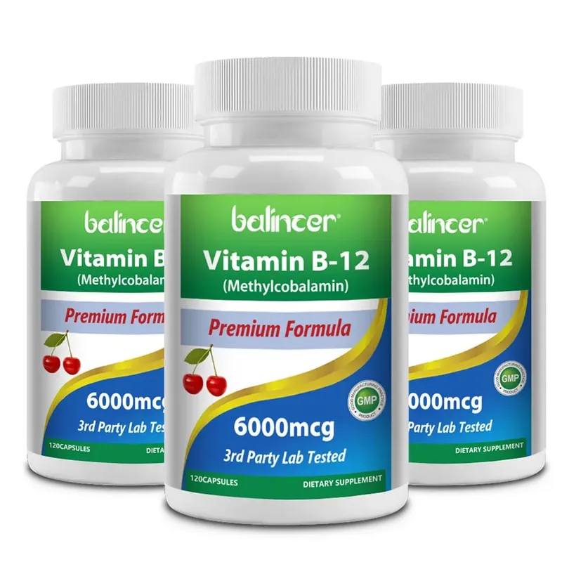 Doplněk vitamínu B12 6000 mcg - Energie Mozek Paměť Nálada Funkce srdce Podpora nervového a imunitního systému 30/60/120 tobolek — image 11