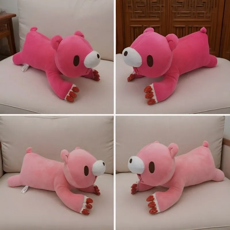 Pink Lying Bear Plush Pillow Cute Long Body Stuffed Doll Soft Fluffy Decorative Sleeping Cushion Gift — image 4