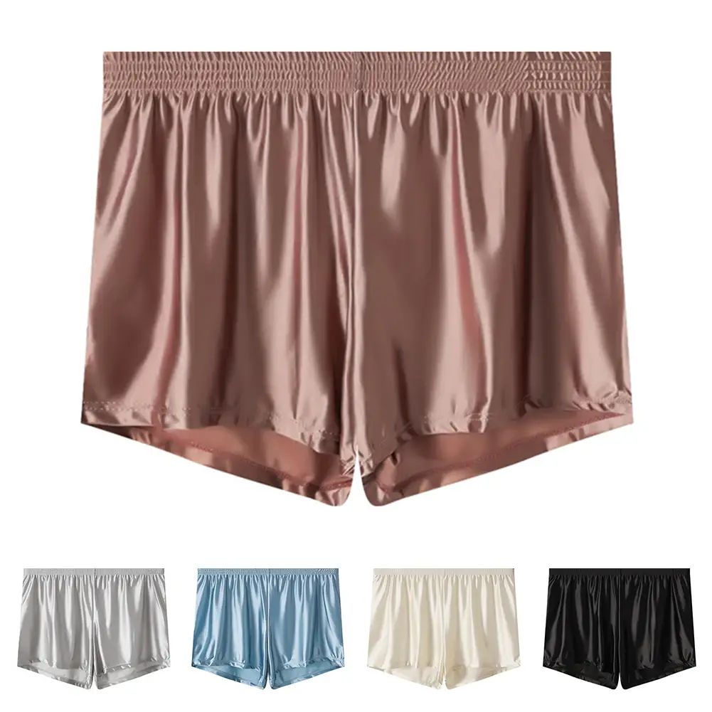 1 PC Men ICE Silk Smooth Solid Boxer กางเกงขาสั้นกางเกง L-3XL ขนาดใหญ่หลวมชุดนอนชุดชั้นในกางเกงไม่มีรอยต่อ Comfy ชุดนอน — image 9