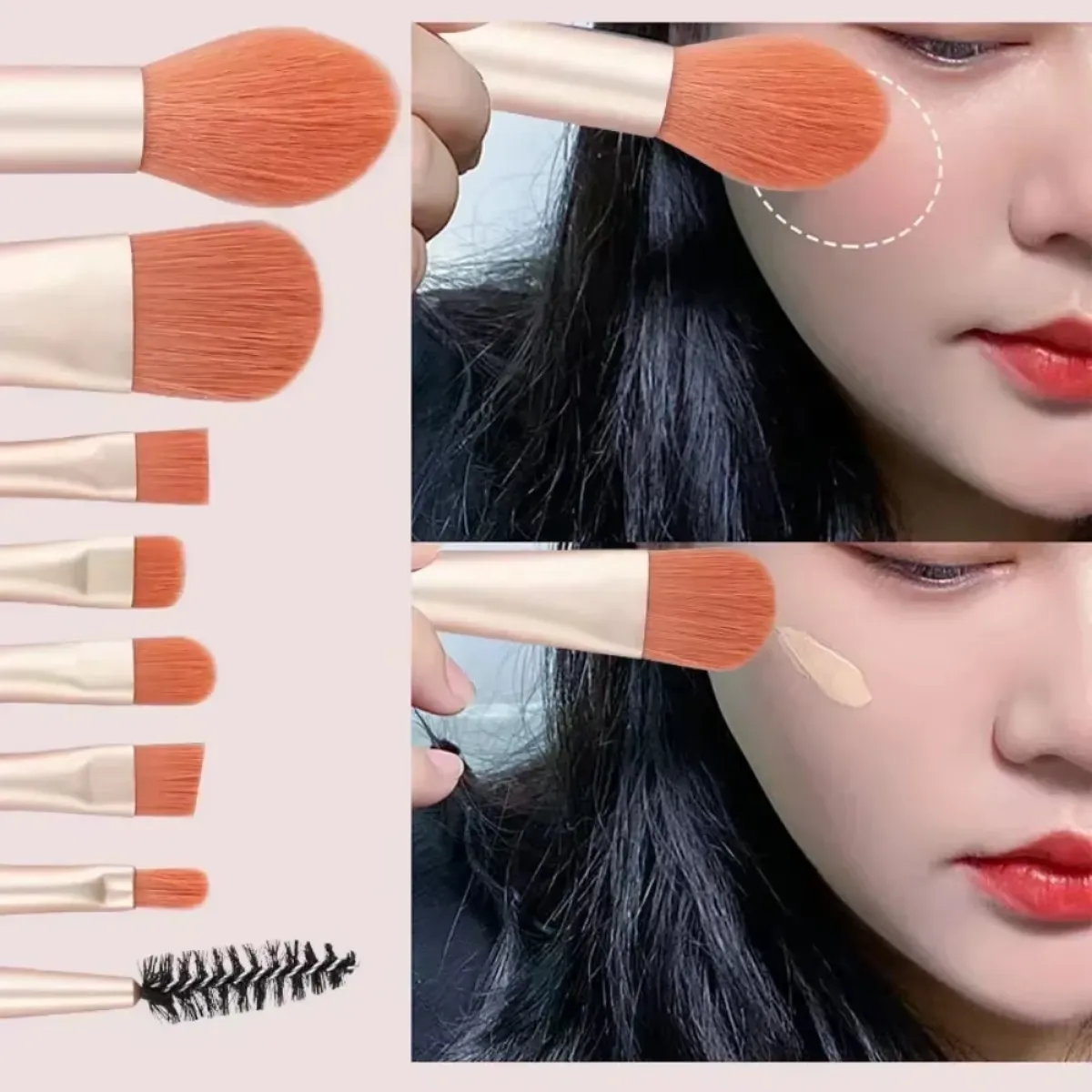 8-delige make-upborstelset Zachte pluizige professionele cosmetische foundationpoeder Oogschaduw Kabuki Blending Make-upborstels Schoonheidstools — image 4