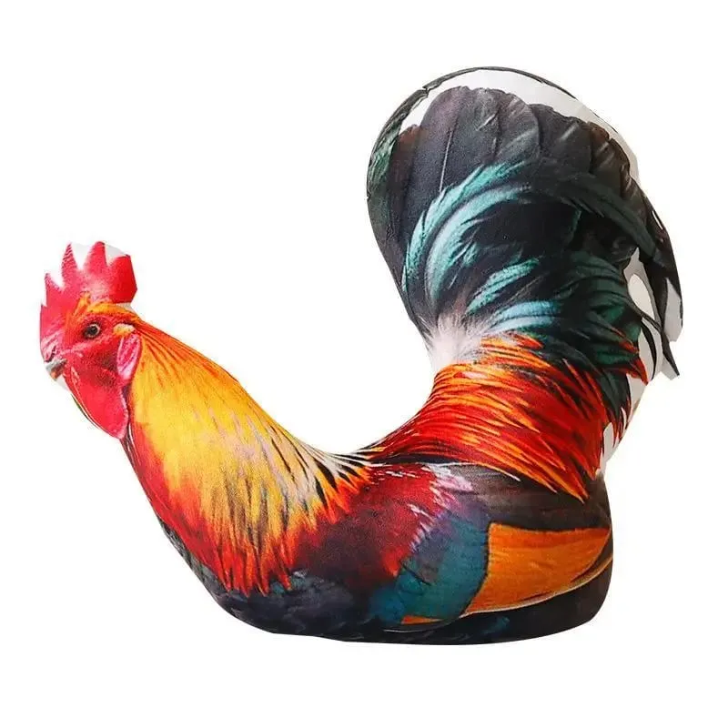 Cuscino da tiro in peluche con gallo Realistico stampa 3D Cuscino morbido e confortevole per la decorazione della sedia da ufficio Cuscino di riposo per i lavoratori