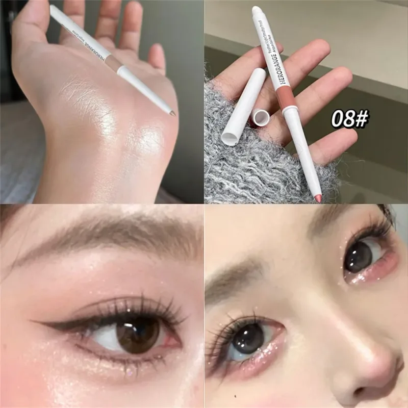 Double-ended Ultra-fine GEL ดินสออายไลเนอร์สีชมพูสีน้ำตาลภายใต้ปากกาเน้นข้อความกันน้ำ Matte Aegyosal โกหก Silkworm Eye Makeup — image 18