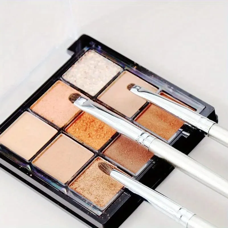 3 stk små øjenskyggebørster med sølvhåndtag til detaljeret blanding af Smokey Eyeliner Makeup Professionelt kosmetisk børstesæt