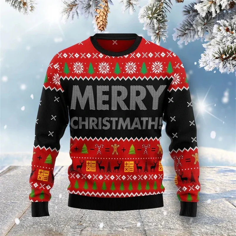 Baju Sweater Krismas Jelek 2026 Lelaki Pullover Corak Santa Claus Wanita 2026 Baju Sweat Leher Krew Merry Christmas Tahun Baru — image 2
