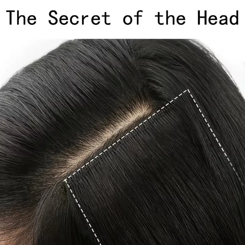 Extension capillaire synthétique courte et lisse de 10cm, 2 pièces, postiche en Fiber de forme de tête changeante pour femmes, usage quotidien — image 5