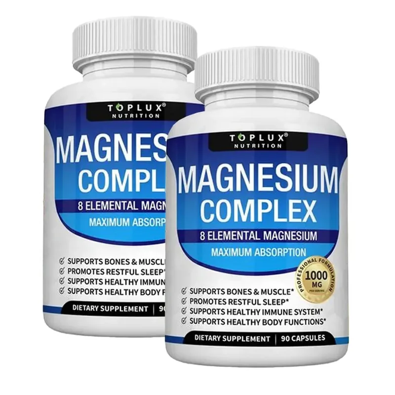 Integratore Magnesium Complex 1000mg - Magnesio Glicinato Citrato Malato Taurato per Ossa Energia Muscolare 90 Capsule Vegane — image 7