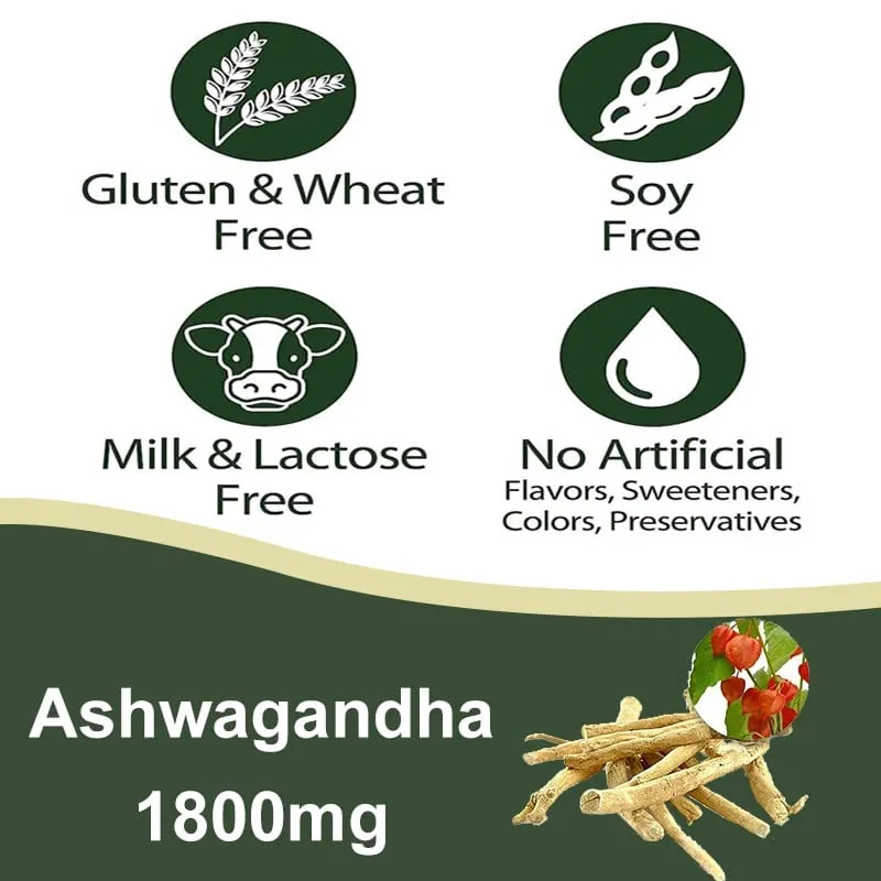 Ashwagandha Capsules For Reduce Stress Anxiety Boost Energy Combat Fatigue Enhance Endurance Improve Sleep Quality Cognitive