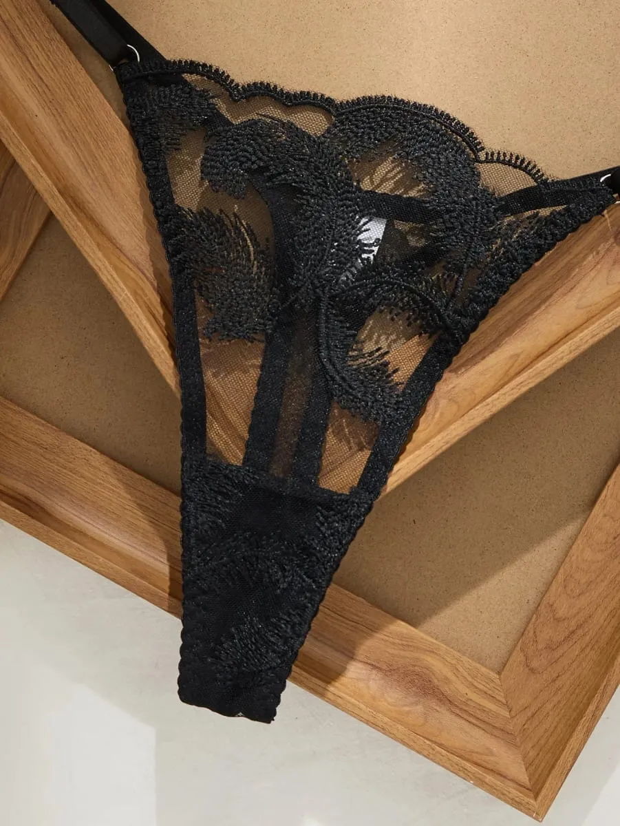 Set Bra Wanita Bulu Hitam Lembut Dan Bergaya Pakaian Intim Pakaian Dalam Wanita Selesa — image 6