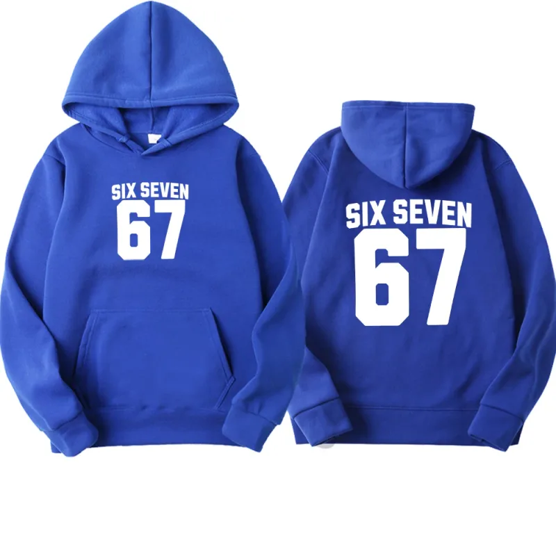 Felpa con cappuccio da uomo Six Seven 67 Numero Lettera Felpa pullover con stampa fronte-retro Manica lunga Allentata Casual Top con cappuccio Streetwear — image 9