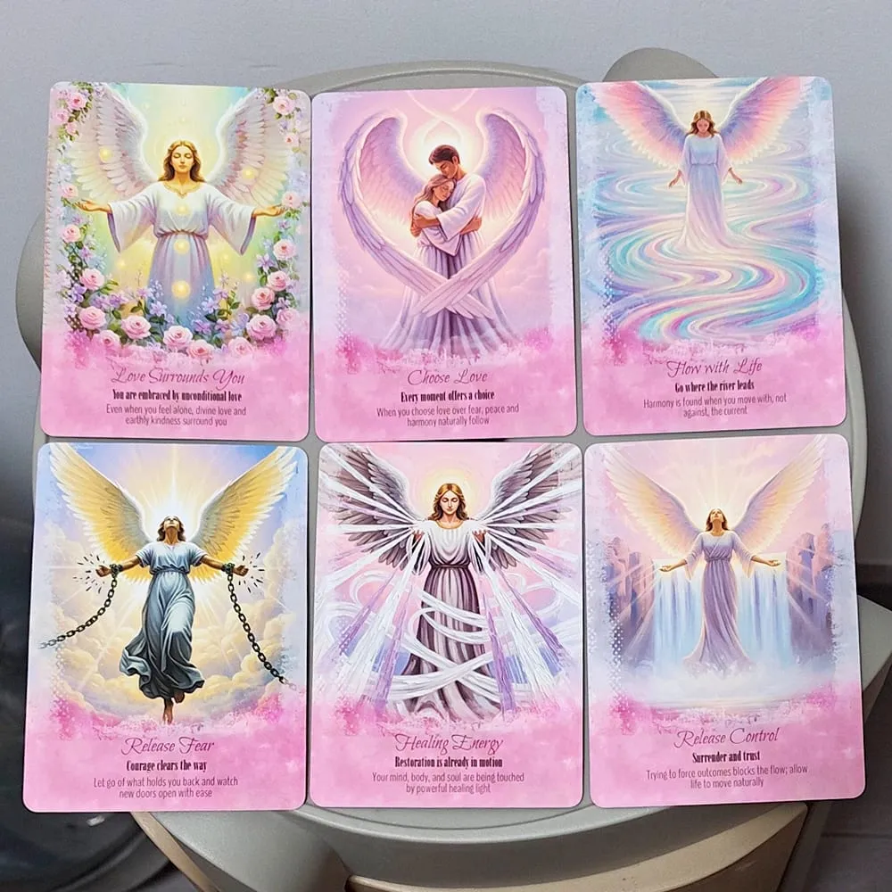 Angels Guidance Oracle Deck - 44 Cards with Guidebook Inspirational Divination Cards in Tin Box for Spiritual Growth