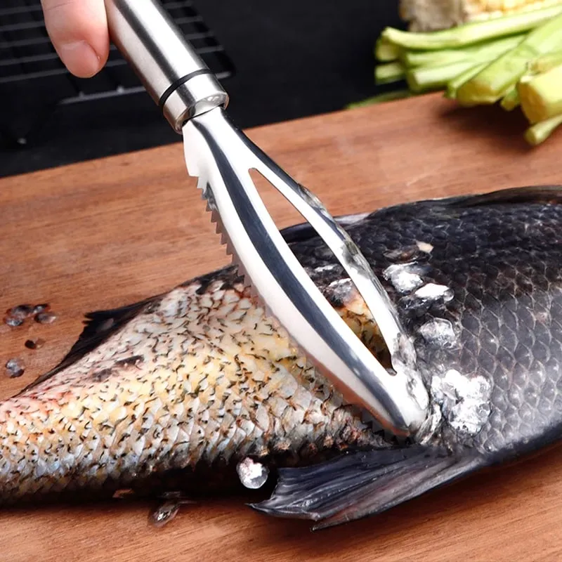 Dissolvant efficace d'écailles de poisson, outil de nettoyage de poisson en acier inoxydable, brosse de peau de poisson, éplucheur d'échelle, outils de cuisine — image 1