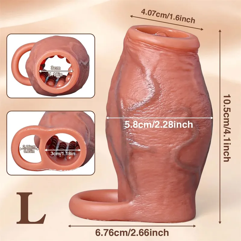 Gode réaliste avec sensation de peau, manchon de pompe à bite, agrandissement du pénis, extension des préservatifs pour hommes, anneau de coq, jouet sexuel pour adulte — image 9