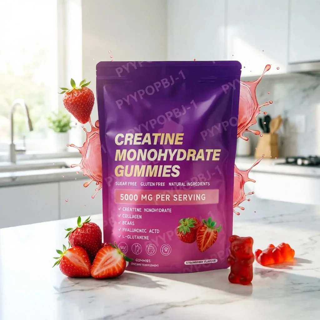 Kreatin Monohydrat Gummies 60 Count med kollagen biotin vitamin D3 og hyaluronsyre til daglig restitution før og efter træning — image 2