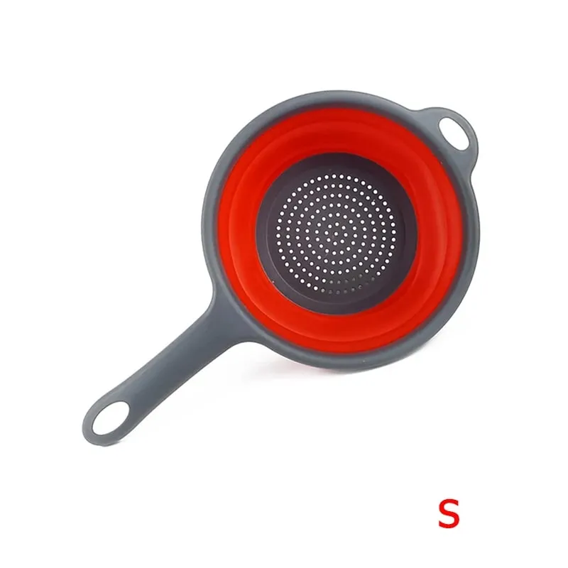 Colador plegable de silicona con mango, colador plegable de cocina para drenar Pasta, verduras, frutas, JT111 — image 12