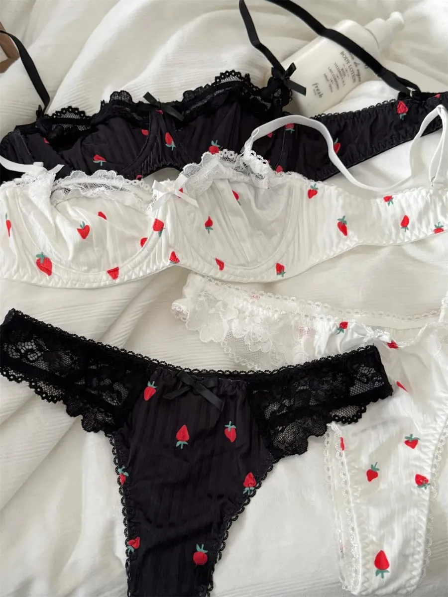 Bra wanita bunga kecil seluar dalam segar bahagian nipis breathable top push up set bra wanita saiz besar — image 2