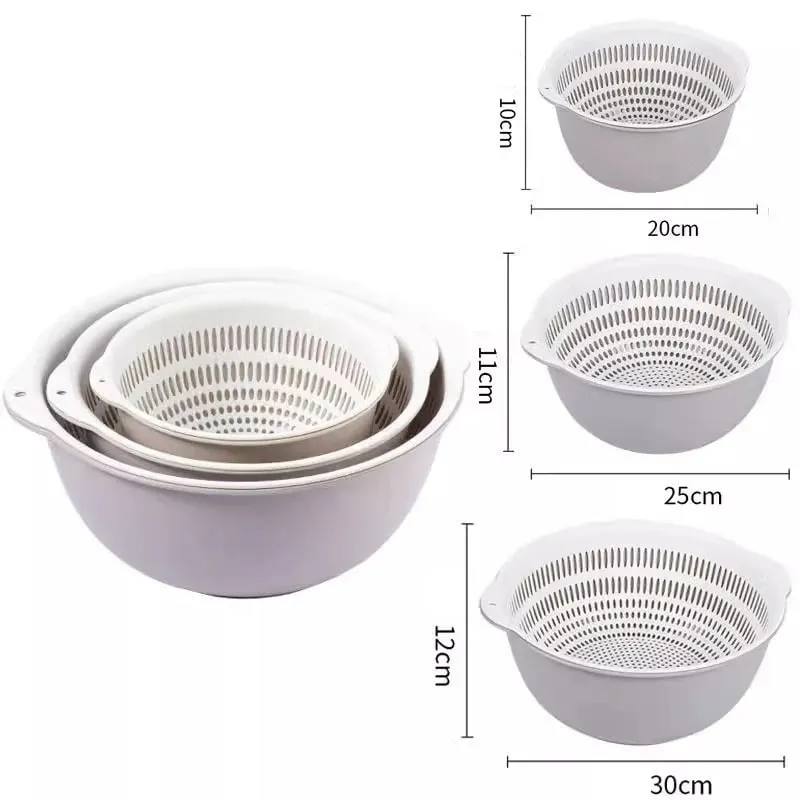 6PCS 주방 싱크 야채 드레이너 과일 바구니 다기능 3 크기 Stackable Wash Basin 야채 배수 바구니 분지 — image 12