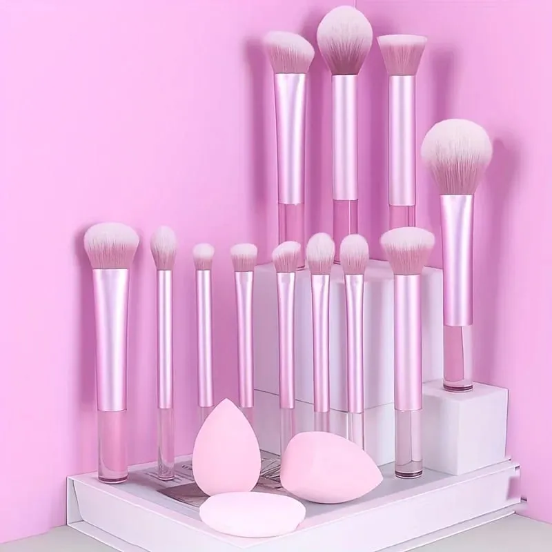 12pcs Set Berus Mekap Lengkap Berbilang Fungsian: Berus Bedak Longgar Berus Blush Berus Foundation Berus Pembayang Mata Berus Campuran B — image 8