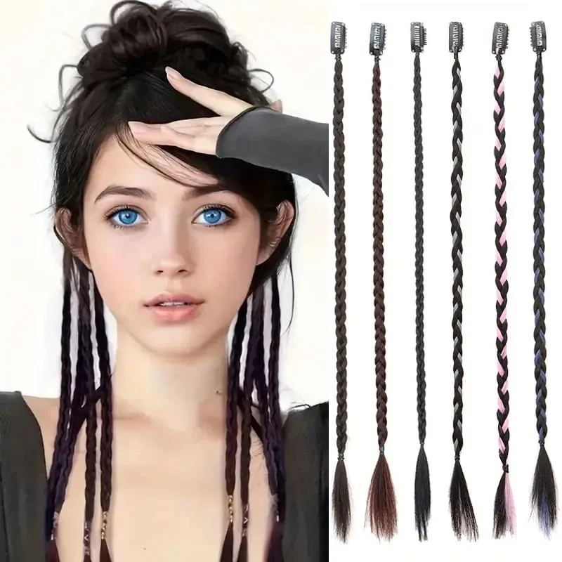 4 ชิ้น 20 "ยาวคลิปสังเคราะห์ในกล่อง Braid Hairpiece Extension Boho ทรงผมเส้นใยอุณหภูมิสูงทุกวันเครื่องแต่งกาย party K-POP — image 2