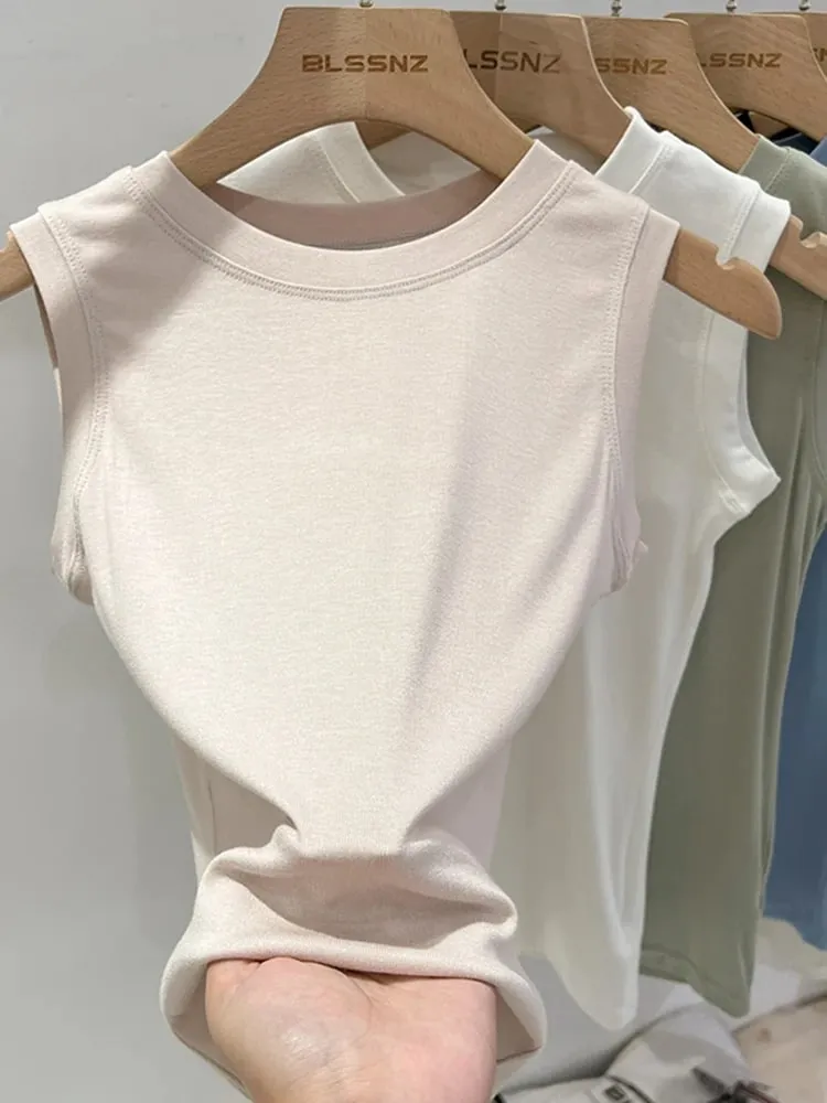 zjaiss 2026 Baumwolle Tops Hals Sommer Basic Shirts Weiß Schwarz Casual Sport Weste Schulterfrei Grün Damen Tank Top — image 5