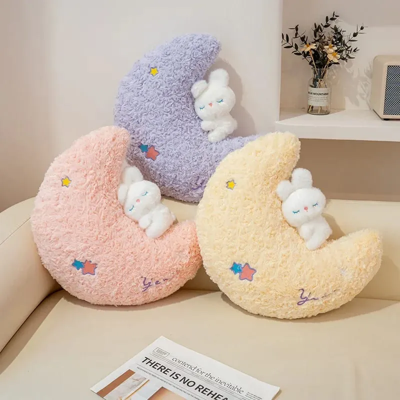 45cm Kawaii Kissen Kaninchen Cartoon Sterne Mond Kissen Kissen Kreative Glück Weiche Familie Plüsch Spielzeug Sofa Home Decor plüsch Kissen