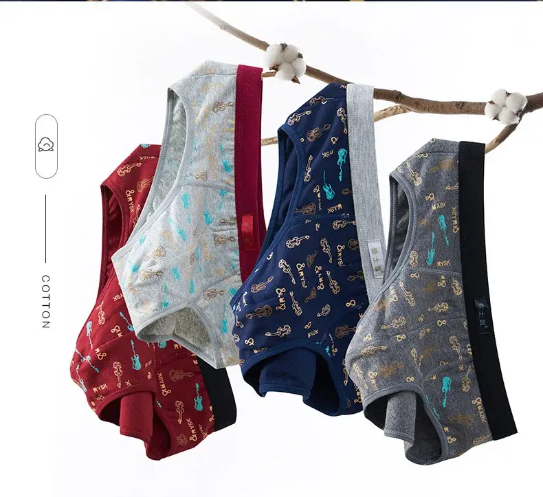 Intimo da uomo in cotone Slip taglie forti Mutande sexy Slip traspiranti Bikini Pantaloncini con stampa gay Cueca Mutandine maschili — image 3