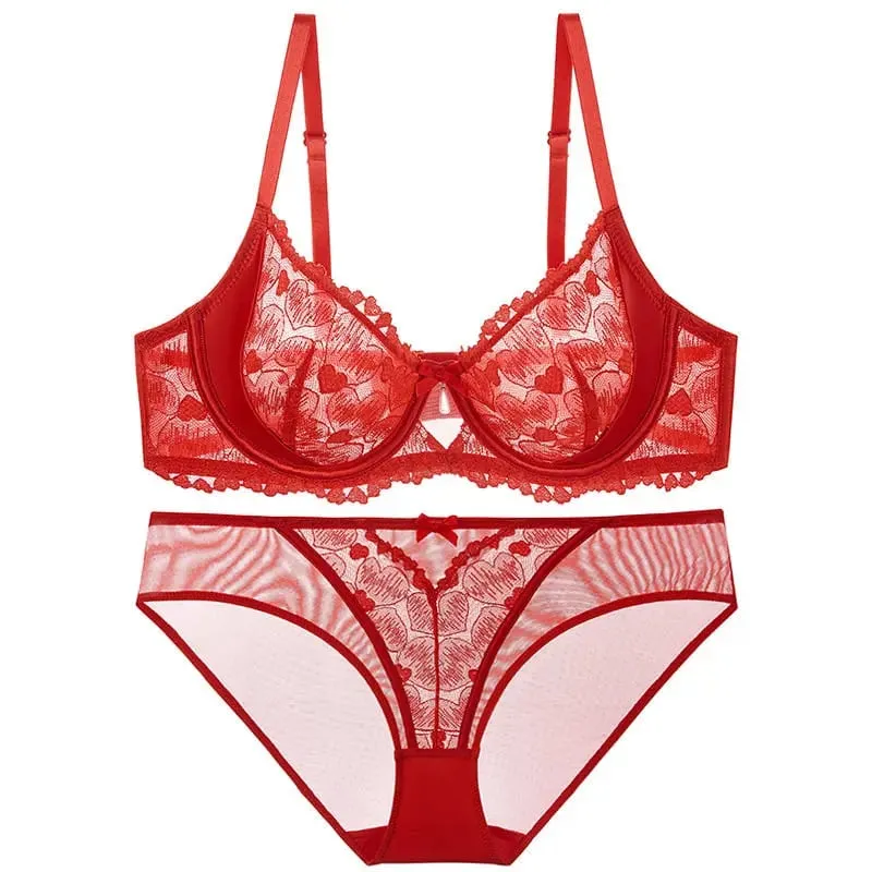 ปาร์ตี้สีแดงชุดชั้นในชุดผู้หญิง Ultra-Thin Minimizer Bra หน้าอกขนาดใหญ่ D-Cup ดูขนาดเล็ก PLUS ขนาด Curvy เซ็กซี่ลูกไม้ชุดชั้นใน XXXL — image 16