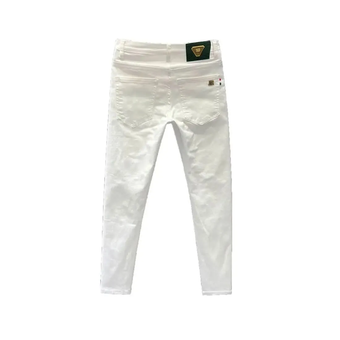 High-end Men's White Pants Simple Summer Trendy Men's Business Clothing Cotton Small-footed Jeans Slim-fitting Man Clothes Pants — image 4