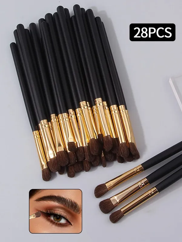 28-teiliges professionelles Augen-Make-up-Pinsel-Set, Lidschattenpinsel, Hochglanzpinsel, Applikationspinsel, komplettes Set an Make-up-Pinseln