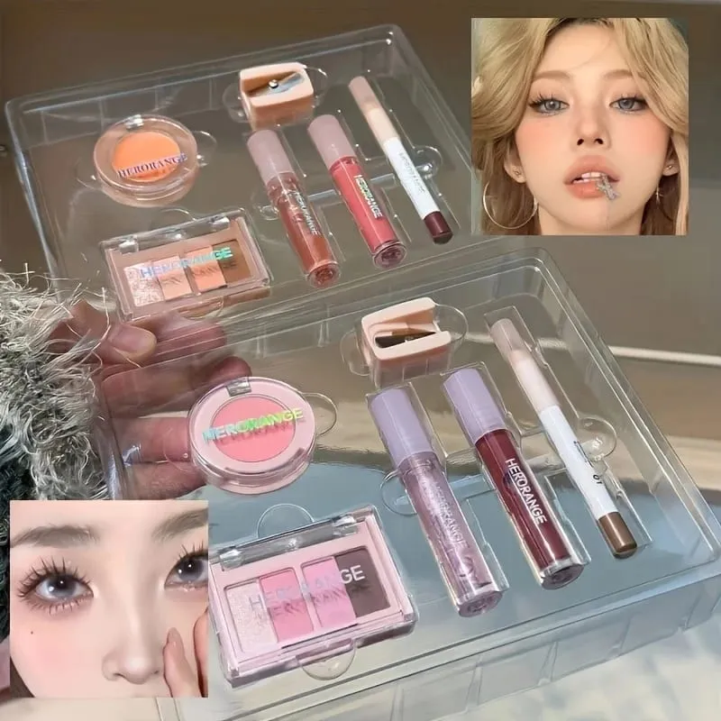 Herorange 6-teiliges Mini-Make-up-Set, Lipgloss, Lippentönung, Eyeliner, Rouge, Lidschatten, wasserdicht, langlebig — image 2