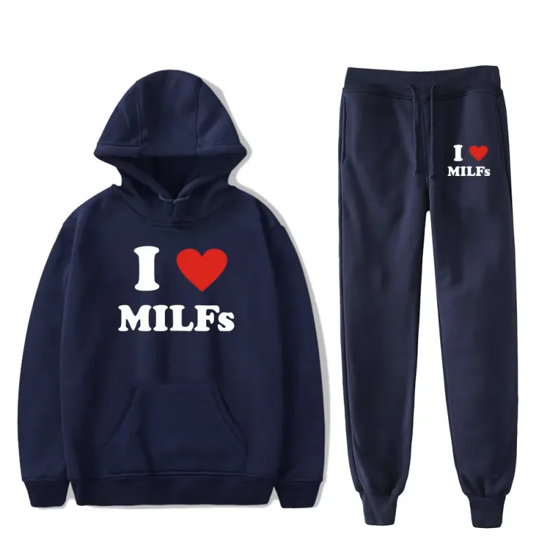 Comfortable Mother's Day I Love MILFs Print Sweatshirt Sweatpants Suit Women's Hoodies+Trousers Suit Girls 2 Piece Set Clothes — image 6