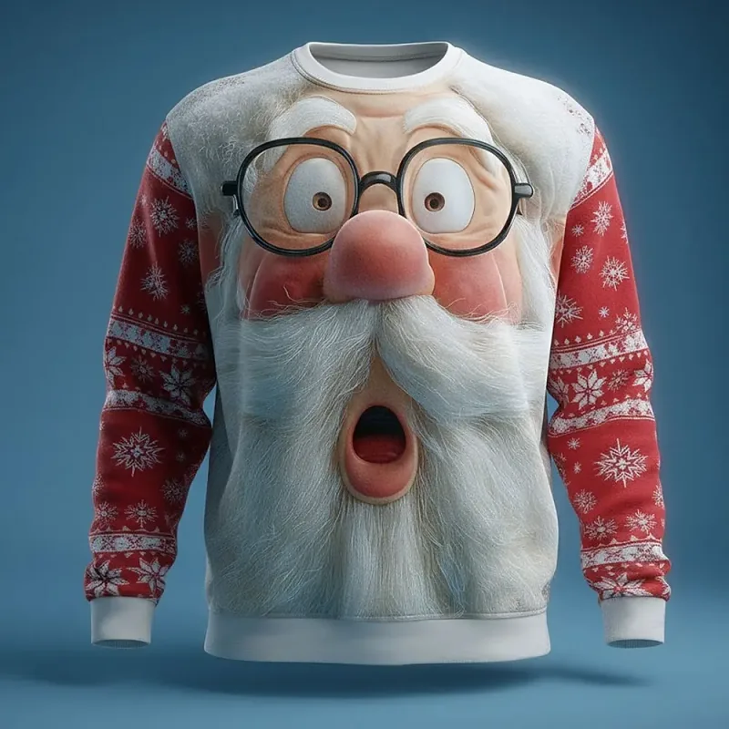 2025 Natale Autunno Inverno Babbo Natale Grafica Design Felpe casual da uomo Girocollo Pullover Manica lunga Trendy Streetwear — image 4