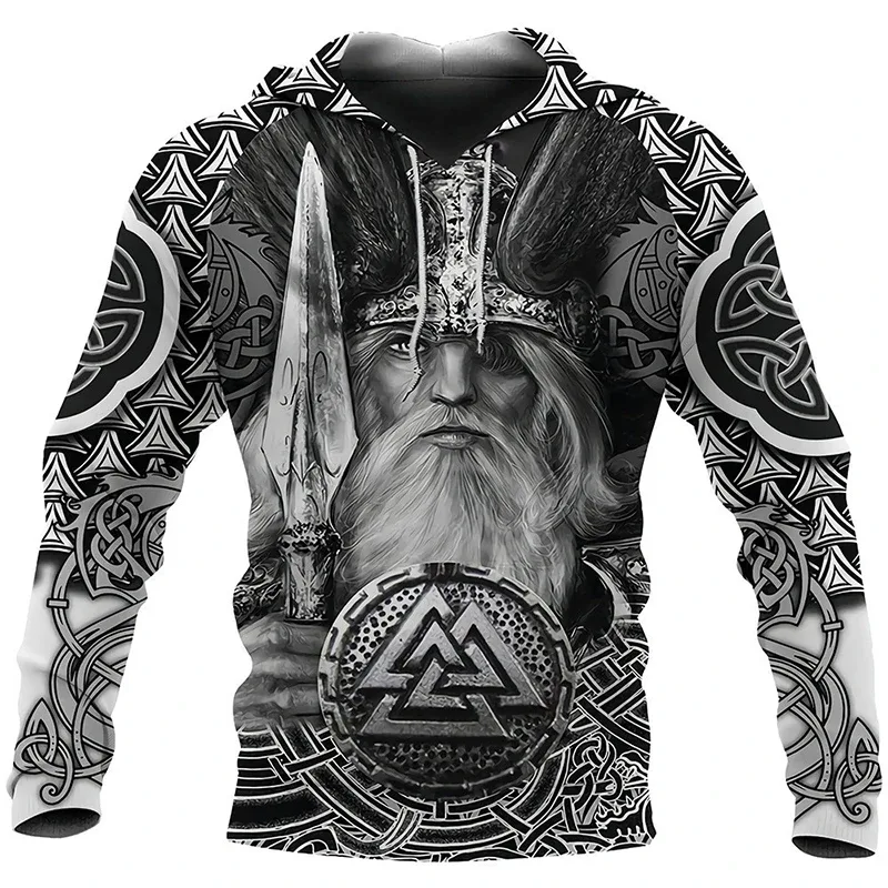 2024 Mens Felpe con cappuccio Eagle Tattoo Pattern Vikings 3D stampato Moda Casual Harajuku Hip Hop Autunno e inverno Sudaderas oversize — image 25