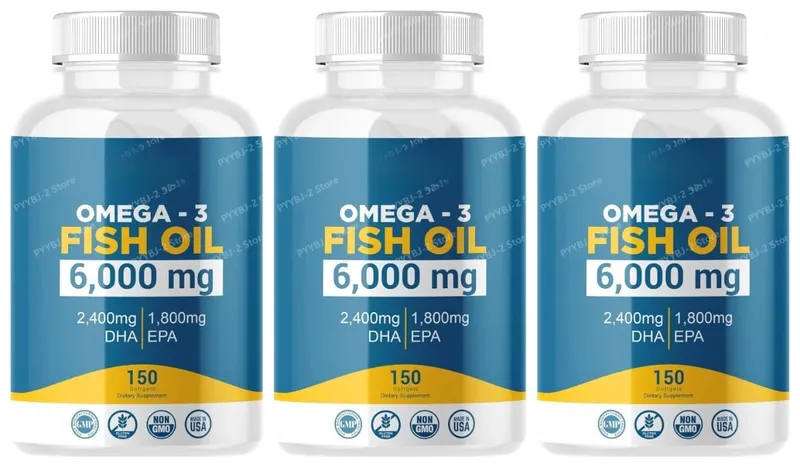 Omega-3 Olio di pesce 6000 mg Capsule molli Alto DHA Formula EPA 2400 mg DHA 1800 mg EPA Non OGM 150 capsule Cuore Cervello Supporto nutrizionale