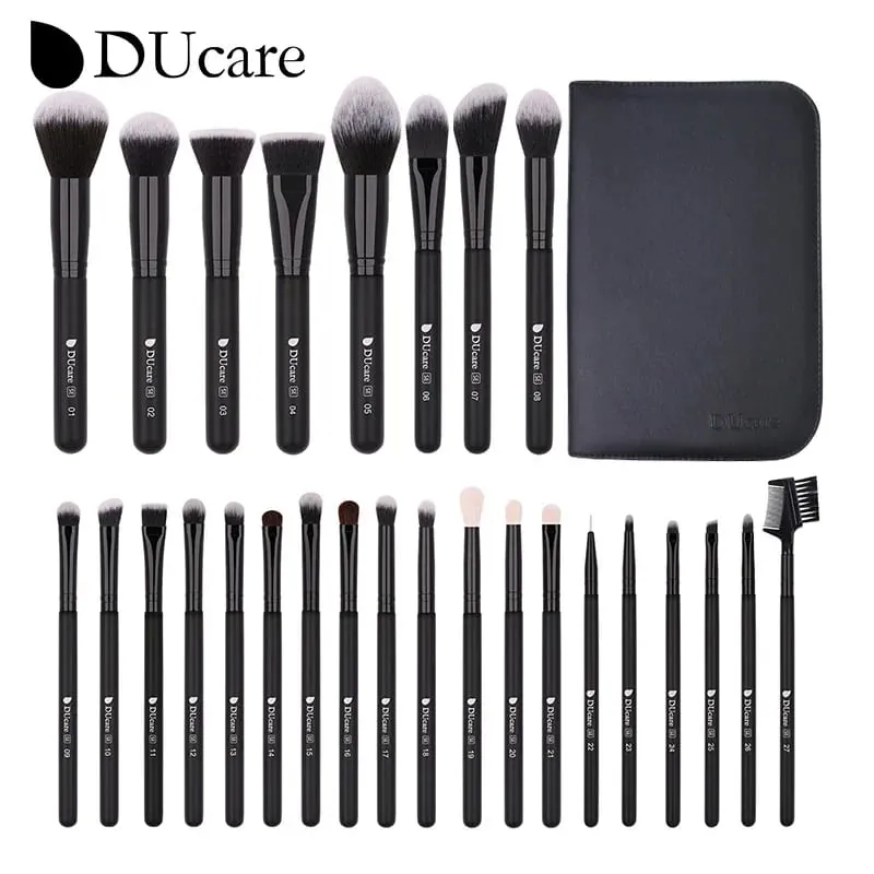 مجموعة فرش مكياج احترافية من DUcare مكونة من 10-32 قطعة طقم مكياج من الشعر الصناعي وكريم الأساس وظلال العيون القوية وأدوات التجميل — image 13