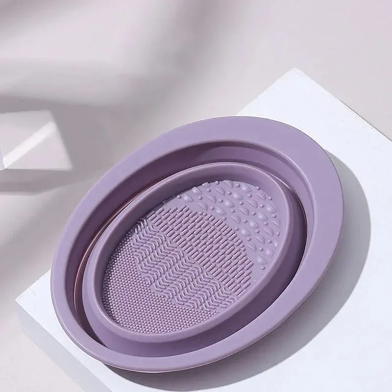 Bol de nettoyage de pinceaux de maquillage en Silicone, tapis de nettoyage pliable, fond de teint cosmétique, fard à paupières, poudre, outils de nettoyage, fournitures de maquillage