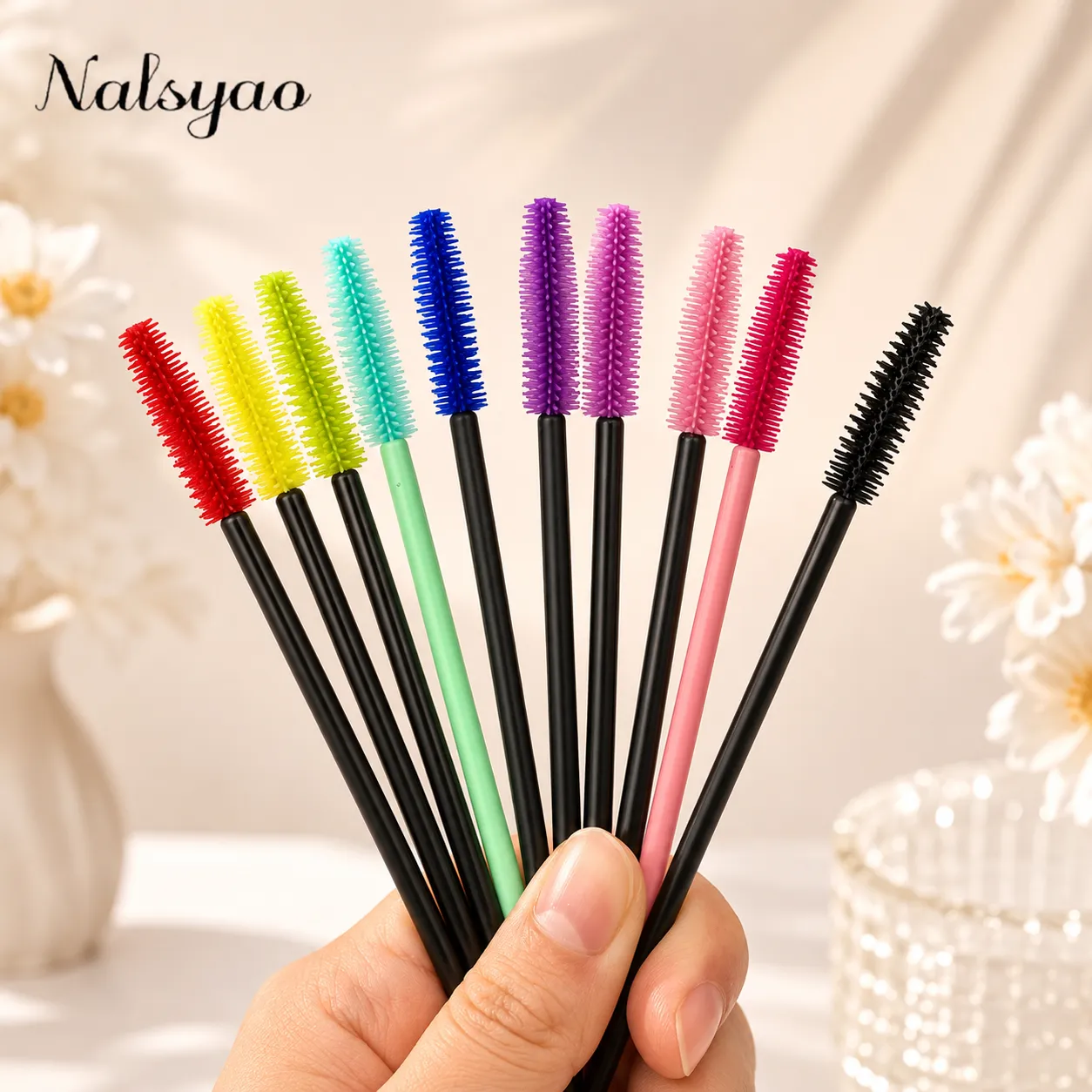 50 Pcs 일회용 실리콘 마스카라 스틱 애플리케이터 속눈썹 연장 메이크업 도구 눈 속눈썹 브러쉬 속눈썹 메이크업 브러쉬